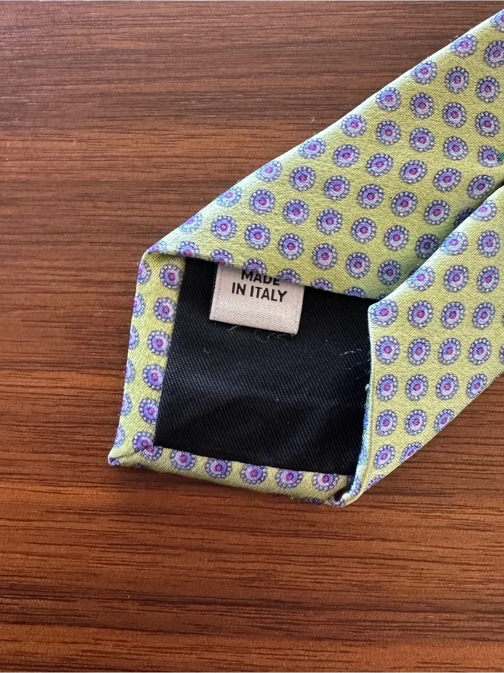 Valentino Yellow and Lavender Floral Medallion Silk Tie